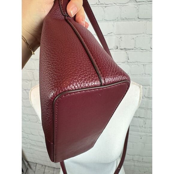 MICHAEL KORS Hyde oxblood color small pebbled leather satchel handbag NEW - Picture 8 of 13